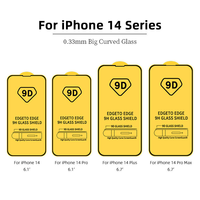 Protection d'écran en verre trempé 9D à couverture intégrale avec sérigraphie pour iPhone 17 16 15 14 Plus 13 12 11 Pro X XR XS Max - Verre trempé
