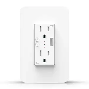 Smart WiFi Wall Outlet Plug WiFi Wall Socket Duplex Receptacle 15 Amp with 2 Independent Control Compatible with Alexa