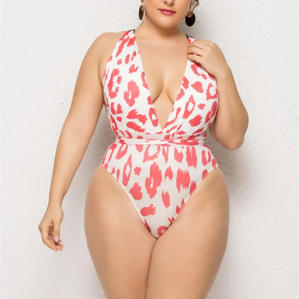 2021 2XL- 5XL Hot Flower Print Push Up Big Size Brazilian Bikini Plus Size Women Swimwear One Piece For Fat Girl