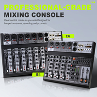 Consola de Mezclas Estéreo Mini ELM E6 de 6 Canales con Interfaz USB, 99 Controladores DSP, Construcción Metálica y Voltaje Universal