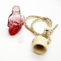 Bouteille de parfum pour voiture en verre en forme de crâne coloré de 8 ml, diffuseur de parfum pour voiture vide avec couvercles en bois