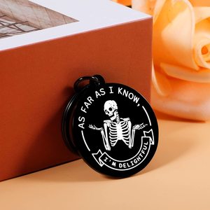 Portachiavi teschio regali divertente scheletro per quanto ne so io sono delizioso portachiavi portachiavi collega sarcastico lavoro regali portachiavi - Product Image 6