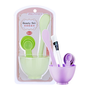 Juego de cucharas faciales Yousha, 3 uds., cucharas medidoras de plástico morado para mezclar mascarillas de belleza YI003 - Product Image 3