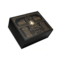 Boîte de calendrier de l'avent de Noël personnalisée noire de 12 jours, emballage cadeau en papier rigide de luxe avec laminage brillant