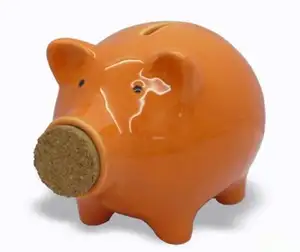 Piggy para banka mantar tıpa ile ağız seramik domuz tasarrufu banka el boyama dolomit domuz kumbara