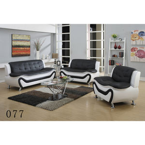 Ensemble de canapés en similicuir PU PVC noir et <span class=keywords><strong>blanc</strong></span>, <span class=keywords><strong>canapé</strong></span> moderne pour salon, une, deux ou trois places avec pieds en métal - Product Image 1