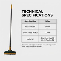 Brosse de nettoyage 2-en-1 à long manche pour sols de salle de bain, avec poils rigides en V et raclette à eau pour carrelage, joints, fenêtres et balcons