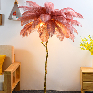 Lampe sur pied décoration chambre plume d'autruche <span class=keywords><strong>lampadaire</strong></span> pilier en résine branche d'or panache blanc lampadaires - Product Image 5