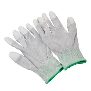 Gants industriels antistatiques en fibre de carbone revêtement de paume en nylon pu protection du travail gants de protection enduits de doigts de sécurité
