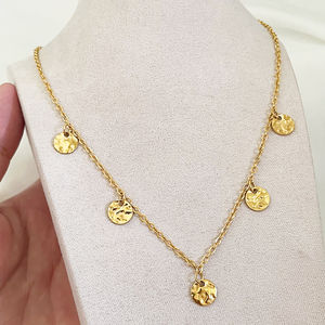 G4063 venta al por mayor de acero inoxidable chapado en oro moneda colgante collar estilo francés joyería clavícula cadena moneda collar - Product Image 1