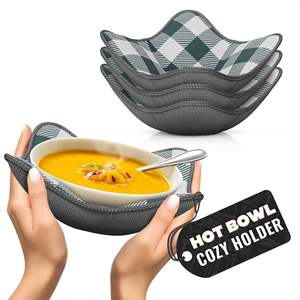 DB 4 pièces micro-ondes bol supports confortables gris blanc à carreaux ustensiles résistants à la chaleur pour la Protection des aliments chauds protéger les mains - Product Image 1