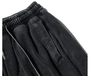 Neuester Stil-Design individueller Siebdruck Logo Streetwear Baumwolle Saft Roh-Edelstahl Saft ausgestellte Shorts für Herren