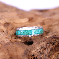 Nouvelle arrivée Bague en pierres précieuses Homme Femme 2026 Tendance 8 grammes d'argent sterling lourd avec grande pierre turquoise