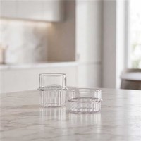 Verre à eau en verre borosilicate haute résistance, à nervures verticales, empilable, transparent, résistant à la chaleur, vaisselle moderne pour la cuisine et la salle à manger