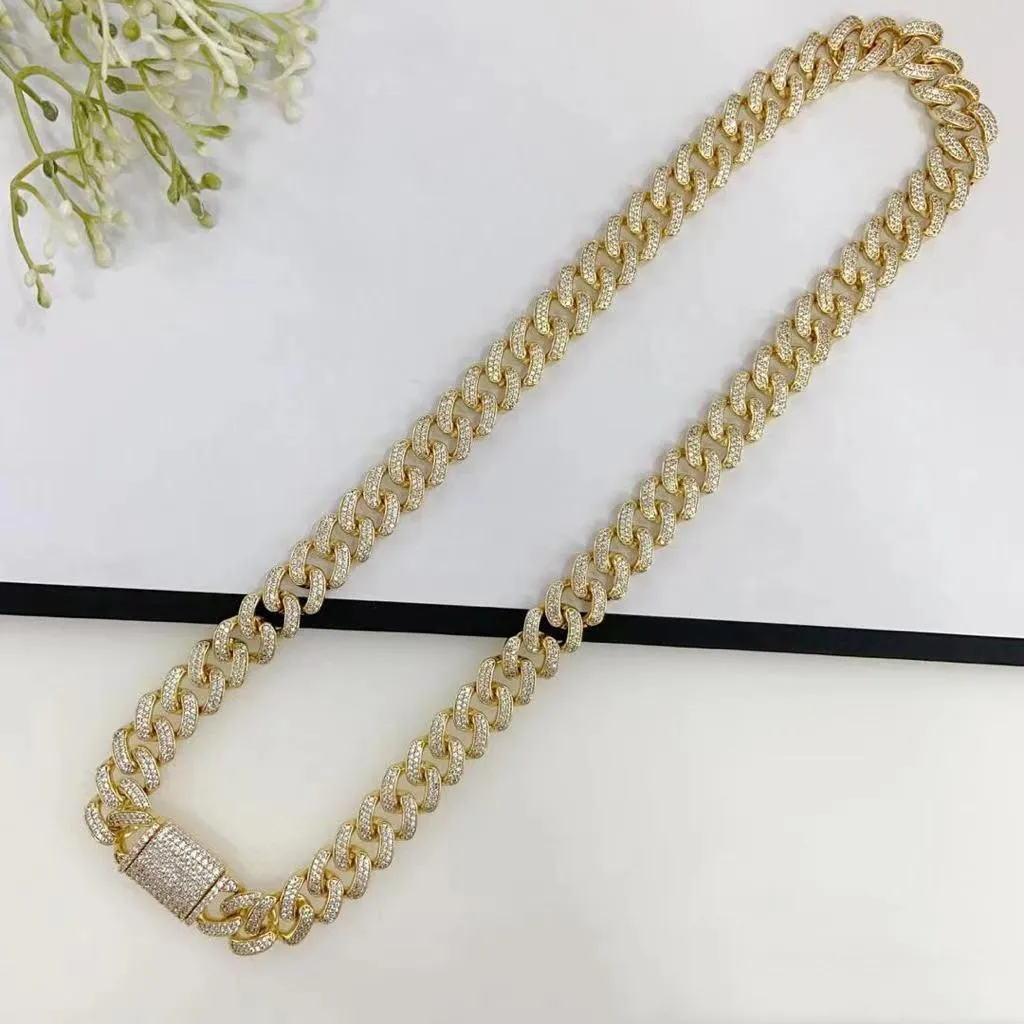 A1113 Xu Ping jewelry environmental copper material set with diamonds 14K gold and 18K gold hip hop bracelet necklace