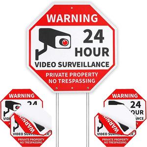 Videosorveglianza 24 ore su 24, segnale di avvertimento riflettente in alluminio per telecamera di sicurezza CCTV per affari domestici, segnale stradale riflettente - Product Image 1