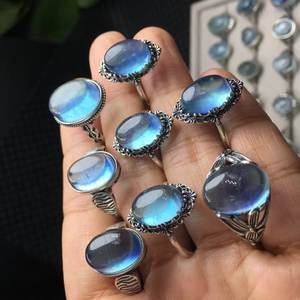 بيع بالجملة خاتم فضي قابل للتعديل أحجار كريمة كريستال طبيعية أحجار كريمة حجر القمر للهدايا مجوهرات أخرى - Product Image 1