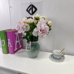 38X16CM Vase En Céramique Décor Floral Artificiel Avec 5 Pcs Fleurs De Pivoine Bureau À Domicile Fabriqué À La Main Décoratif Dropshipping DDP - Product Image 5