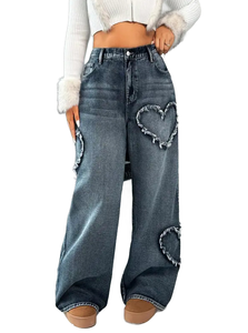 YUANBOFEI Jeans da <span class=keywords><strong>Donna</strong></span> di Alta Qualità, Stile Streetwear Vintage, Lavaggio Intenso, Bordo Grezzo, <span class=keywords><strong>Gamba</strong></span> <span class=keywords><strong>Larga</strong></span> e Dritta - Product Image 4