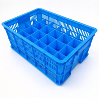Égouttoir à vaisselle en verre à compartiments pour rangement de cuisine, bac de rangement en plastique empilable avec 24 compartiments pour bouteilles