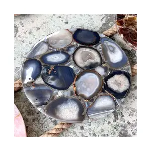 Wholesale Natural Epoxy Resin Agate Coffee Center Round Table Top