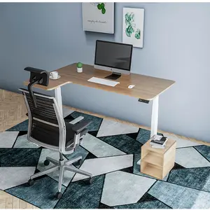 Elevated corner L-shaped standing table for alternate use at home office and leisure mall