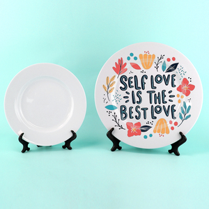 WUJO จานเซรามิกสีขาวพิมพ์ลาย,พอร์ซเลนเปล่าขนาด8นิ้ว10นิ้วแผ่นระเหิด - Product Image 6