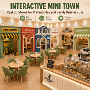 Aire de jeu de rôle pour enfants et parents, équipement de jeu d'imitation avec mini-ville interactive - Product Image 5