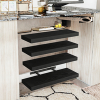 Étagère Murale Flottante Rectangulaire Simple Niveau en Bois Rustique et Fer, Organisateur de Bureau, Présentoir à Bijoux et Outils, Flexible