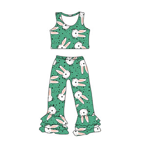 Conjuntos de dos piezas de moda para el Día de San Valentín, camisola, pantalones de campana, tela de seda de leche, traje para niños de recién nacido a 16 años - Product Image 3