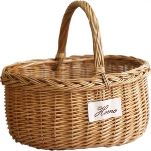 Cesta tejida de mimbre natural Bolso de senderismo al aire libre Cesta de la compra con asa de tapa Ventas directas de fábrica Baket de picnic chino - Product Image 1