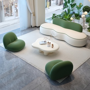 Conjunto de Sofás de Diseño Moderno para Área de Recepción de Salón de Belleza, con Sillas Giratorias Rellenas de Esponja para Sala de Espera de Barbería - Product Image 4