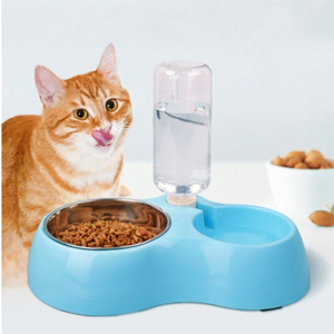 Porte-bol pliable pour animaux de compagnie forme mignonne antidérapant en acier inoxydable en plastique chat chien nourriture eau Double bol - Product Image 2