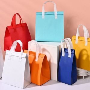 Bolsa de Picnic Ecológica Personalizable con Logotipo, Reciclable, Negra, Aislada, para Llevar Comida, Bolsa de Tela No Tejida para Sándwiches y Pan - Product Image 1