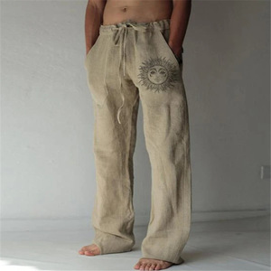 Cotton <strong>Linen</strong> <strong>Men</strong> Long Khaki Pants Elastic Khaki Loose Casual Man <strong>Trousers</strong> - Product Image 6