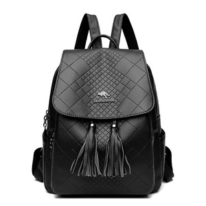 Solid Ladies <b>Backpack</b> Wheat Tassel Travel <b>Large</b> <b>Backpack</b> PU <b>Leather</b> Handbag Schoolbag for Girls Bag Female Shoulder Back Sac - Product Image 1