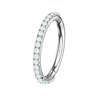 ASTM F136 Perhiasan Tindik Badan Titanium Cincin Segmen Berengsel dengan Set Prong Cincin Hidung CZ