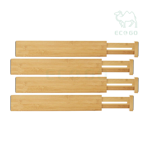 Bamboo Drawer <b>Divider</b> Organizer Set of 6 <b>Spring</b> Loaded Expandable Adjustable Stackable <b>Dividers</b> Best for Kitchen - Product Image 1