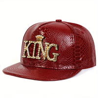 Gorra de Cuero Dobby Deportiva Vintage Estilo Hip-Hop, Impermeable, con Letras Personalizables, Bordado a Mano, Unisex, Visera Plana, Estilo Rap Rock Argyle