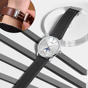 TOMI Montre à Quartz Luxe Homme Design Jour Noir Nuit Blanche Bracelet Cuir Largeur 20mm Cadran Verre Chronographe Hangzhou - Product Image 5