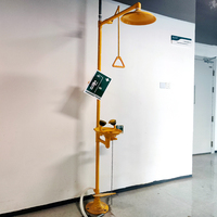 Station de douche d'urgence et de rinçage oculaire de laboratoire combinée à double buse verticale, en acier inoxydable 304, mobilier de laboratoire