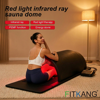 Dôme de sauna infrarouge Fitkang avec thérapie par lumière rouge 660nm 850nm LED PEMF 5 en 1, chauffage corporel complet à faible EMF en fibre de carbone pour spa