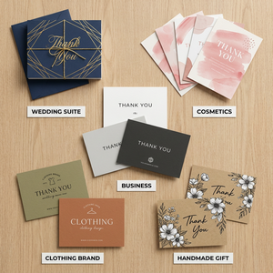 Tarjetas de Agradecimiento Minimalistas Negras con Tipografía Blanca en Negrita, Estilo Industrial Moderno, Personalizables al por Mayor con Logotipo, para Empresas, Comercio Minorista, Embalaje, OEM, ODM - Product Image 6