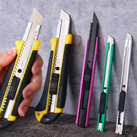 Cuchillo Multiusos Retráctil ZHAOLI de 9 mm con Recubrimiento de Titanio y Acero al Carbono, Cuchilla para Cortar Papel Tapiz, Cartón y Cajas