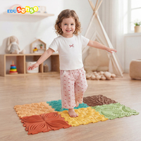 Tapis sensoriel pour enfants à texture naturelle - Tuiles d'acupression couleur terre pour la stimulation tactile et la motricité Montessori, lot de 6 pièces