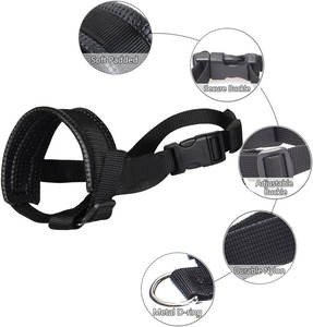 ตะกร้อปากสุนัขไนล่อนบุนวมปรับได้สีดำขนาด M-L-XXL สำหรับ panting และดื่มเปลือกการควบคุม - Product Image 2