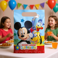 Sacs de fête en plastique imprimés 4 couleurs Mickey Mouse Clubhouse, lot de 6, pour emballage cadeau d'anniversaire, pour célébrations de 2 à 4 ans