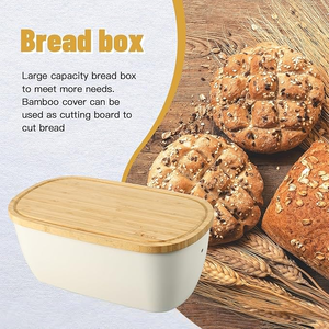 Contenedor de pan de fibra de bambú de estilo moderno con tapa reutilizable Caja de almacenamiento de cocina elegante para ocasiones de fiesta - Product Image 2