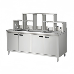 Bancone Bar Professionale in Acciaio Inox di Grado Commerciale, Design Multifunzionale Integrato per Caffetterie e Locali Notturni - Product Image 1
