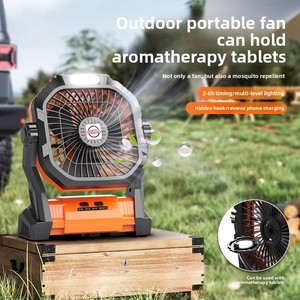 Ventilateur de camping portable rechargeable USB à LED, anti-moustiques, aromathérapie, quatre vitesses, silencieux, avec batterie externe et lumière extérieure - Product Image 2